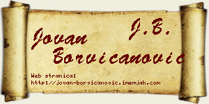 Jovan Borvičanović vizit kartica